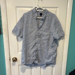 J. Crew Factory Light Blue Linen Button-Down Shirt